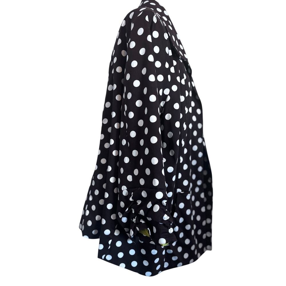 Susan Graver Brown White Polka Dot Open Front Jacket Blazer Yellow Lined 2X - Picture 2 of 8